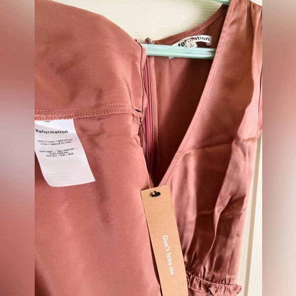 NWT- Reformation Silk Kaye Dress in Praline - Picture 9 of 10